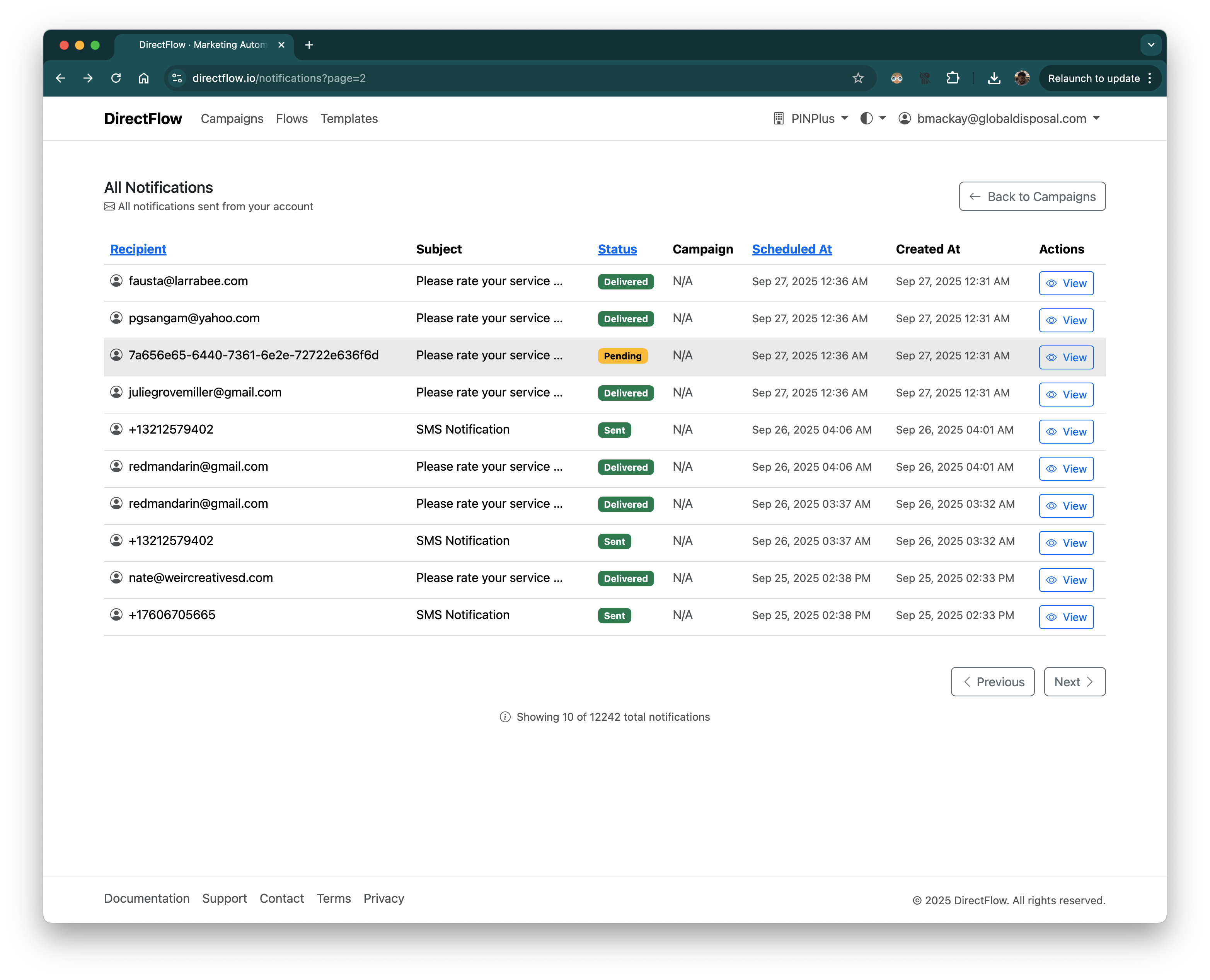 DirectFlow Dashboard Interface