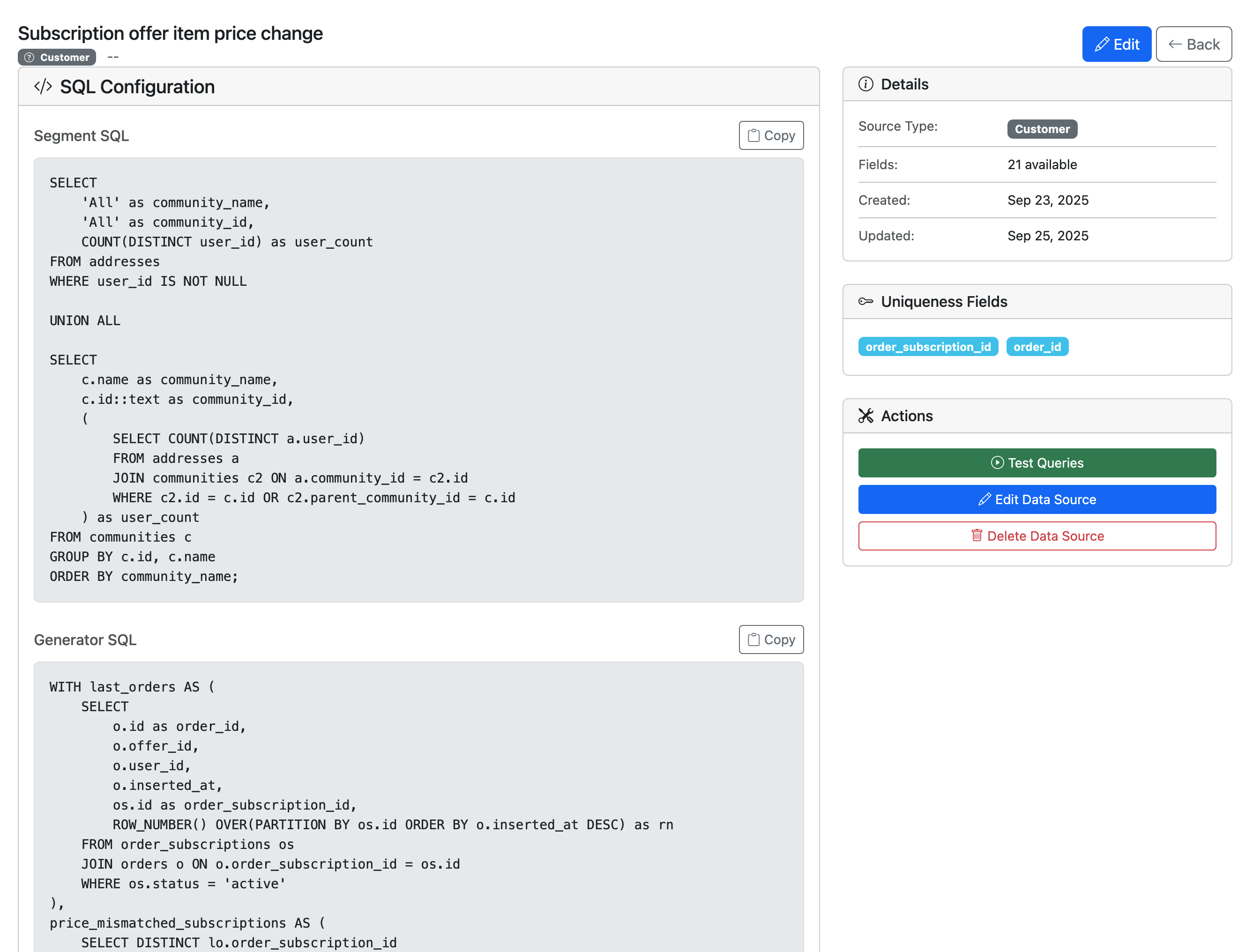 SQL Editor showing complex query with syntax highlighting
